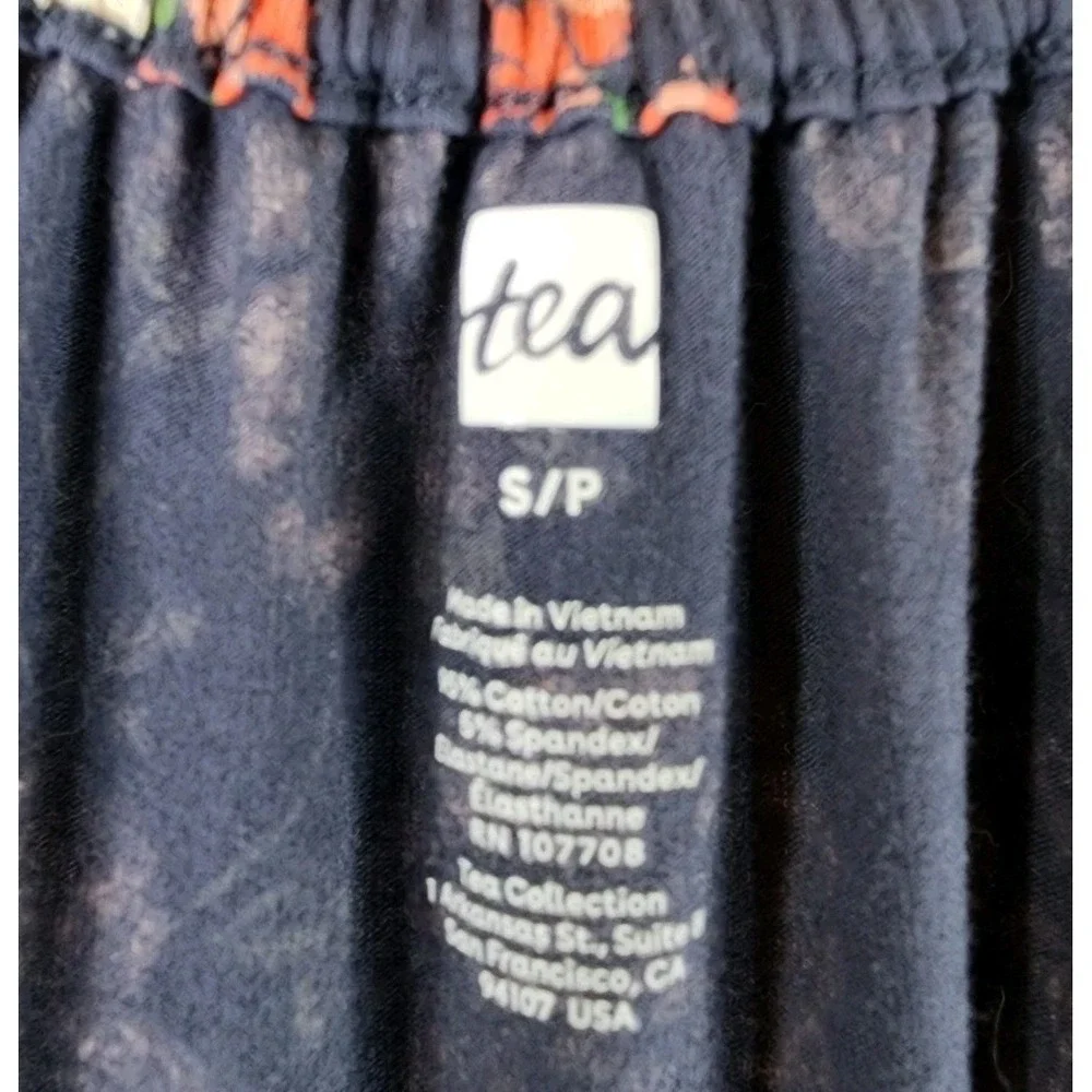 Tea Collection Womens S Blue Floral Midi Dress Stretch Knit Cottage 3/4 Sleeve - Picture 11 of 11